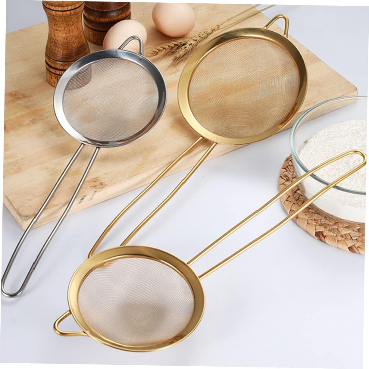 DECHOUS 3-Piece Stainless Steel Mesh Colander Holder Bowl Diffuser Anti-scald Infuser