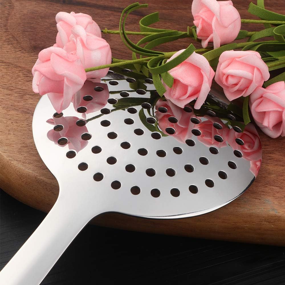 6 Pcs Silver Skimmer Spoon Stainless Steel Titanium Plated Set for Kitchen