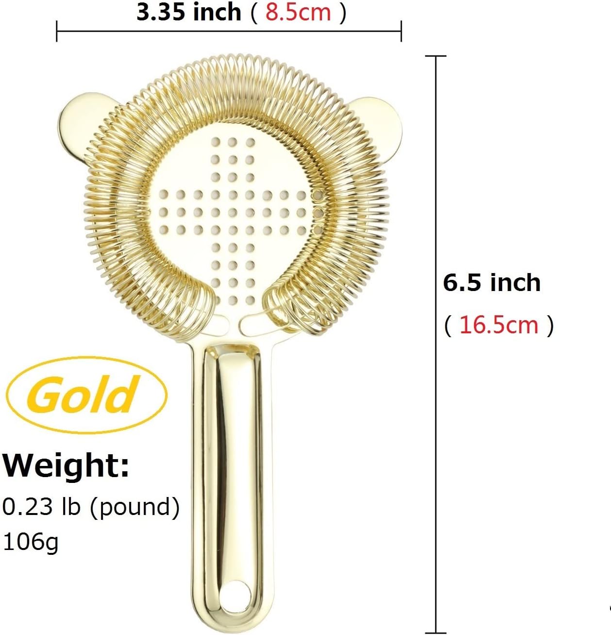 Professional Bartenders Best Choice Stainless Steel Cocktail Strainer with 100 Wire Spring