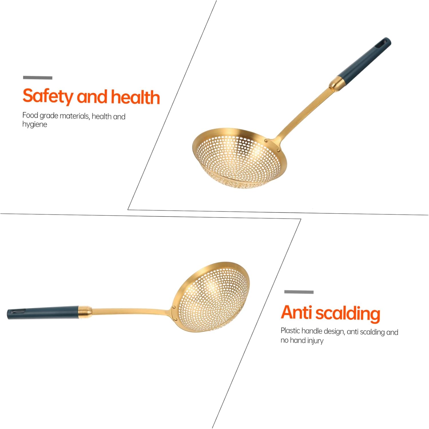 Stainless Steel Cooking Skimeter Frying Spoon Strainer Yellow