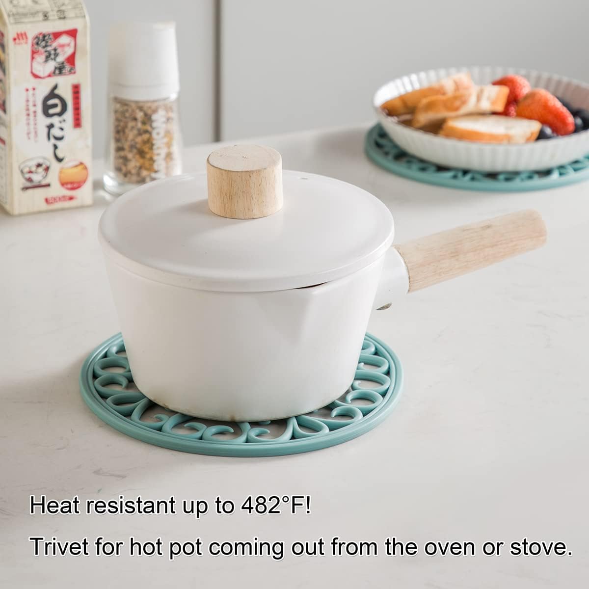 Resilient Set of 3 - Non-Slip silicone trivets for Kitchen Use