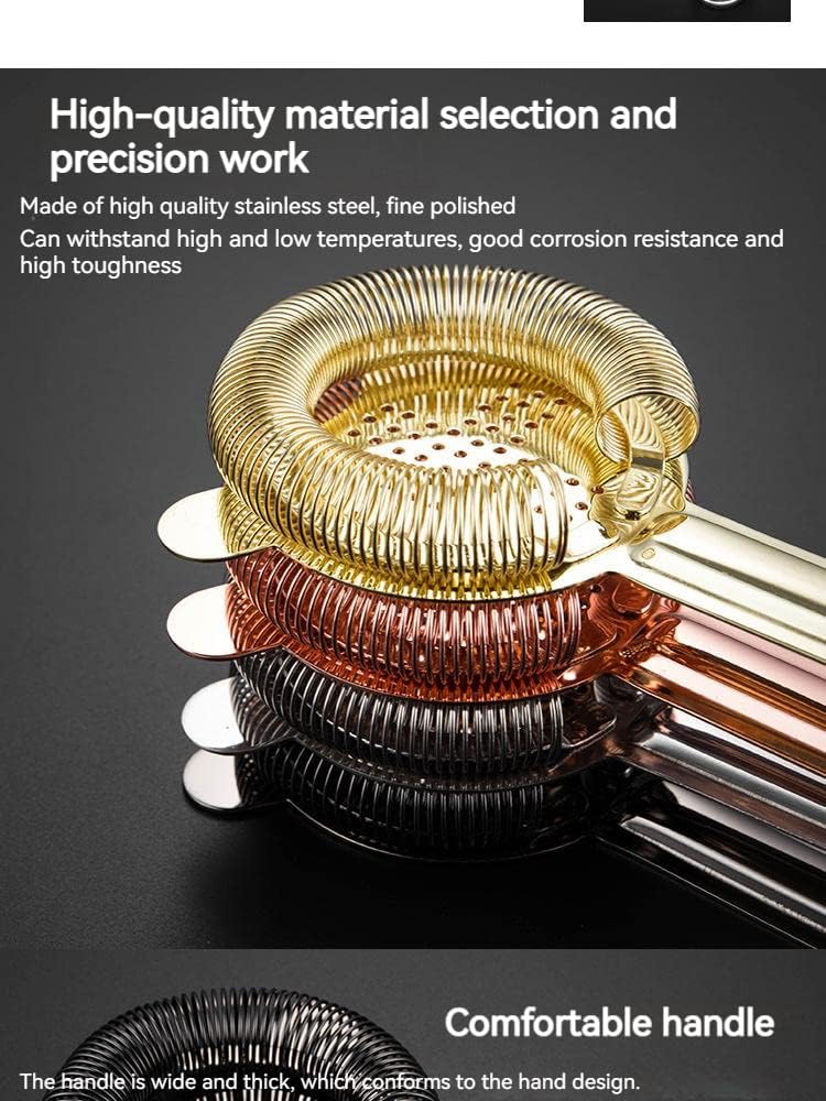 Professional Bartenders Best Choice Stainless Steel Cocktail Strainer with 100 Wire Spring