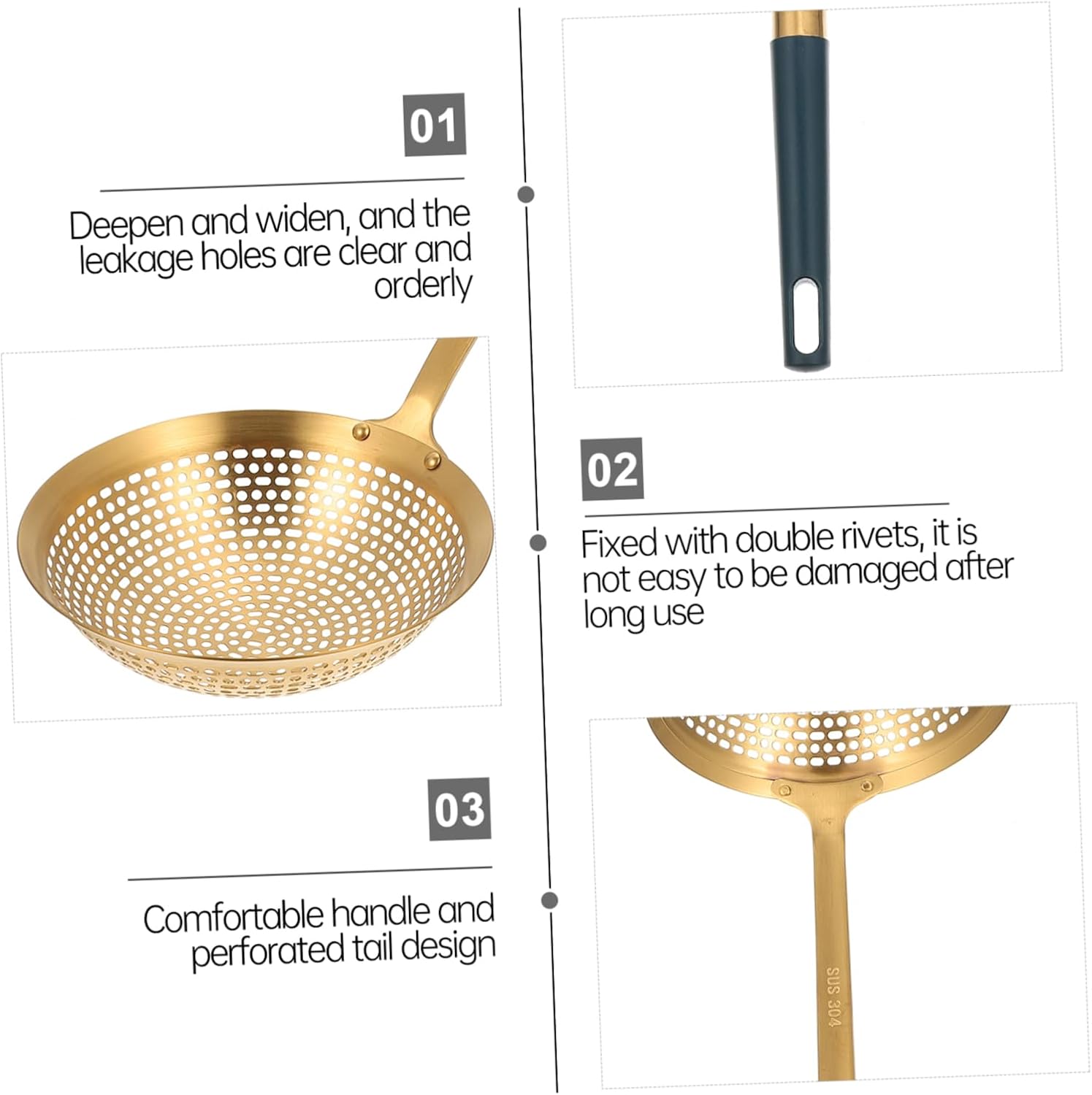 Stainless Steel Colander Skimmer Spoon Perfect for Cooking and Serving