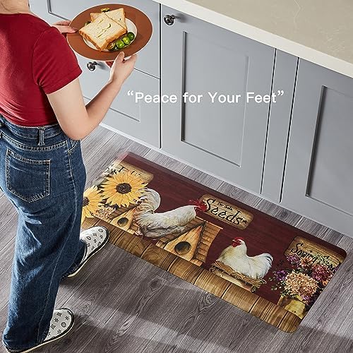 Multi-Colored Rooster Kitchen Mat