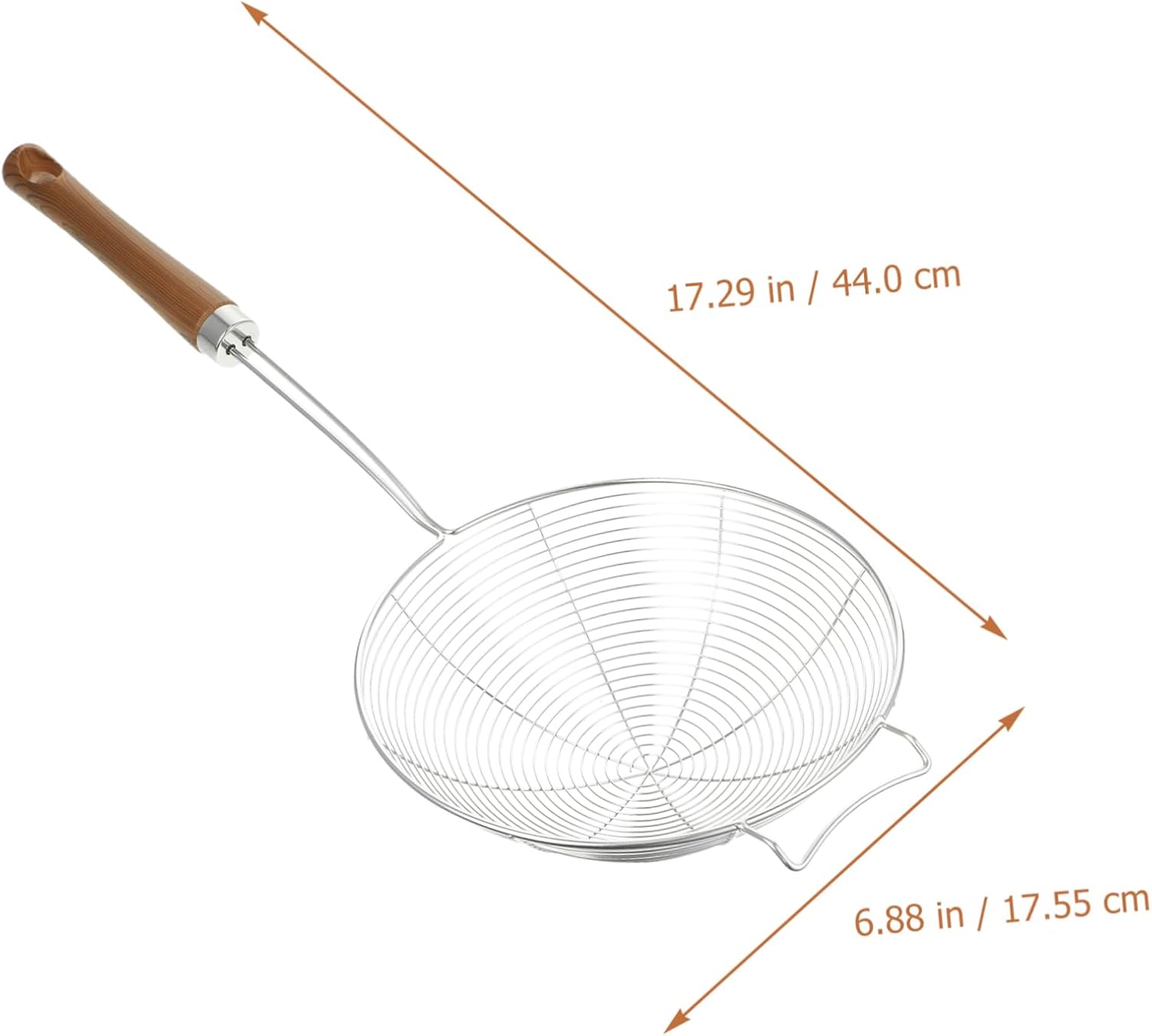 304 Stainless Steel Kitchen Colander with Wooden Handle for Easy Cooking
