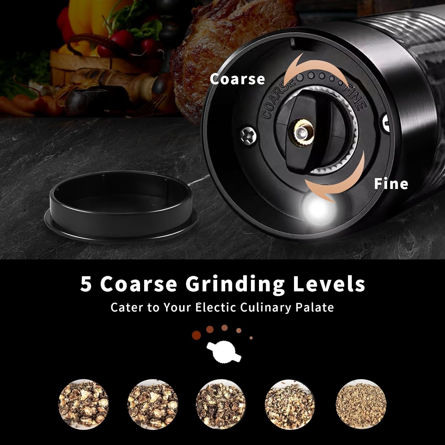 Haomacro Electric Salt and Pepper Grinder Set with LED Lights