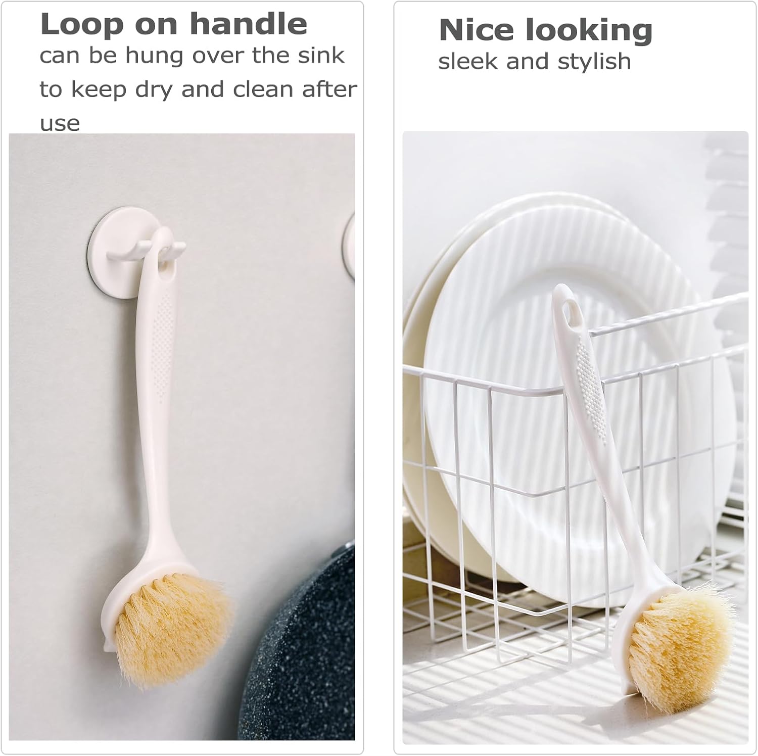 2-Pot Cleaning DishBrush Set with Handle