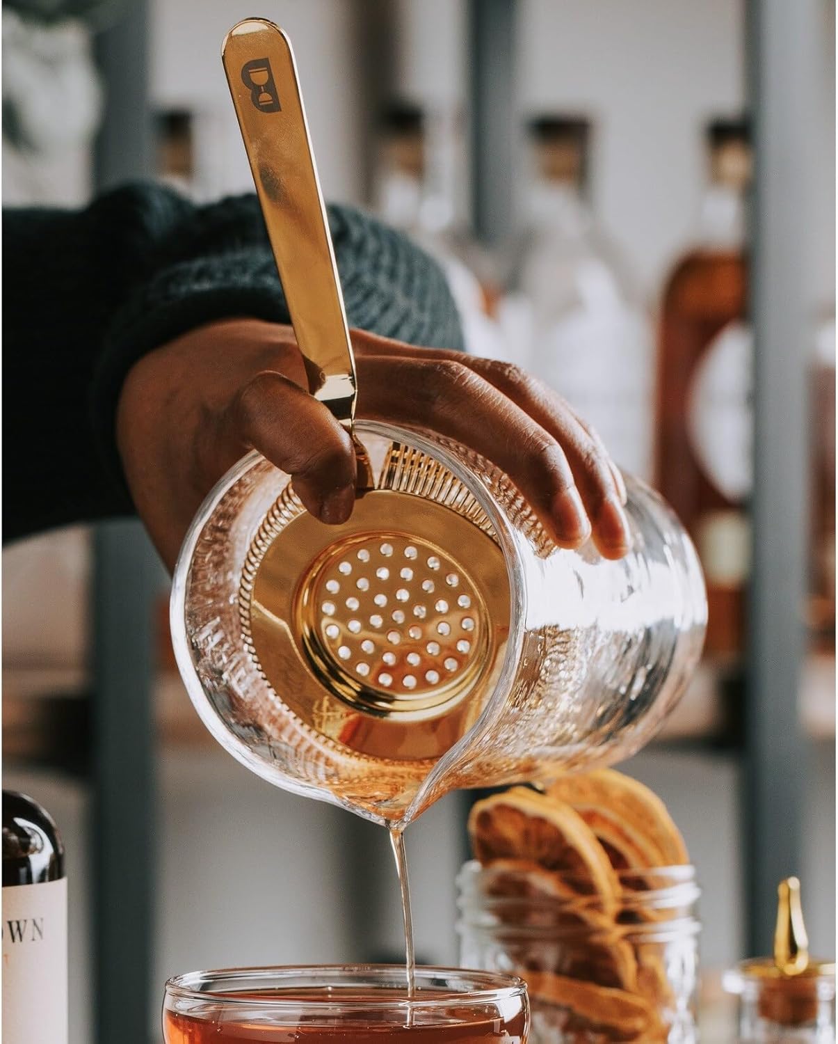 Antique Hawthorne Gold Bar Strainer