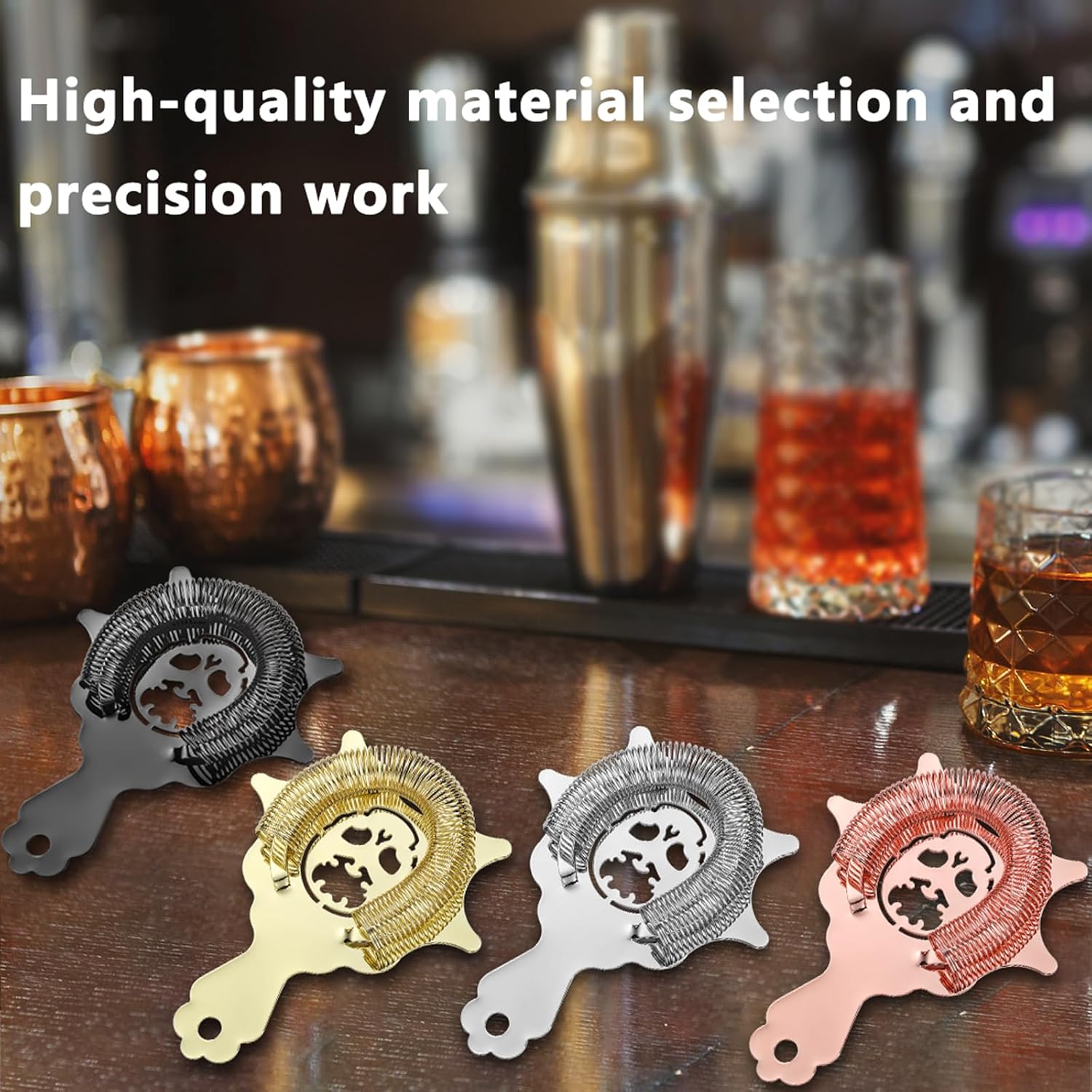 Elegant 4-Prong Cocktail Strainer with Hawthorne Design