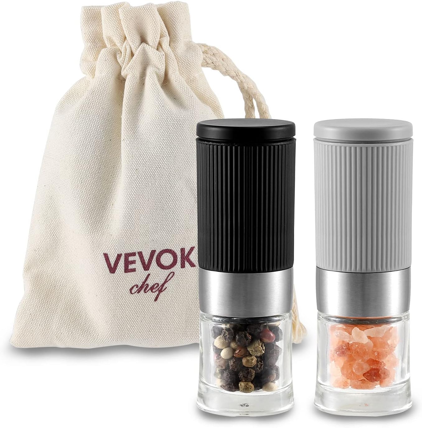 Mini Adjustable Salt Pepper Grinder Set