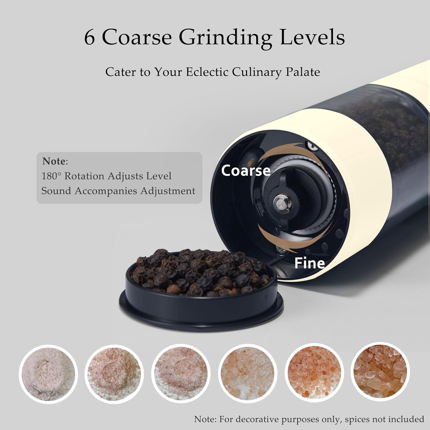 Professional Electric Salt and Pepper Grinder Set with 6 Adjustment Levels