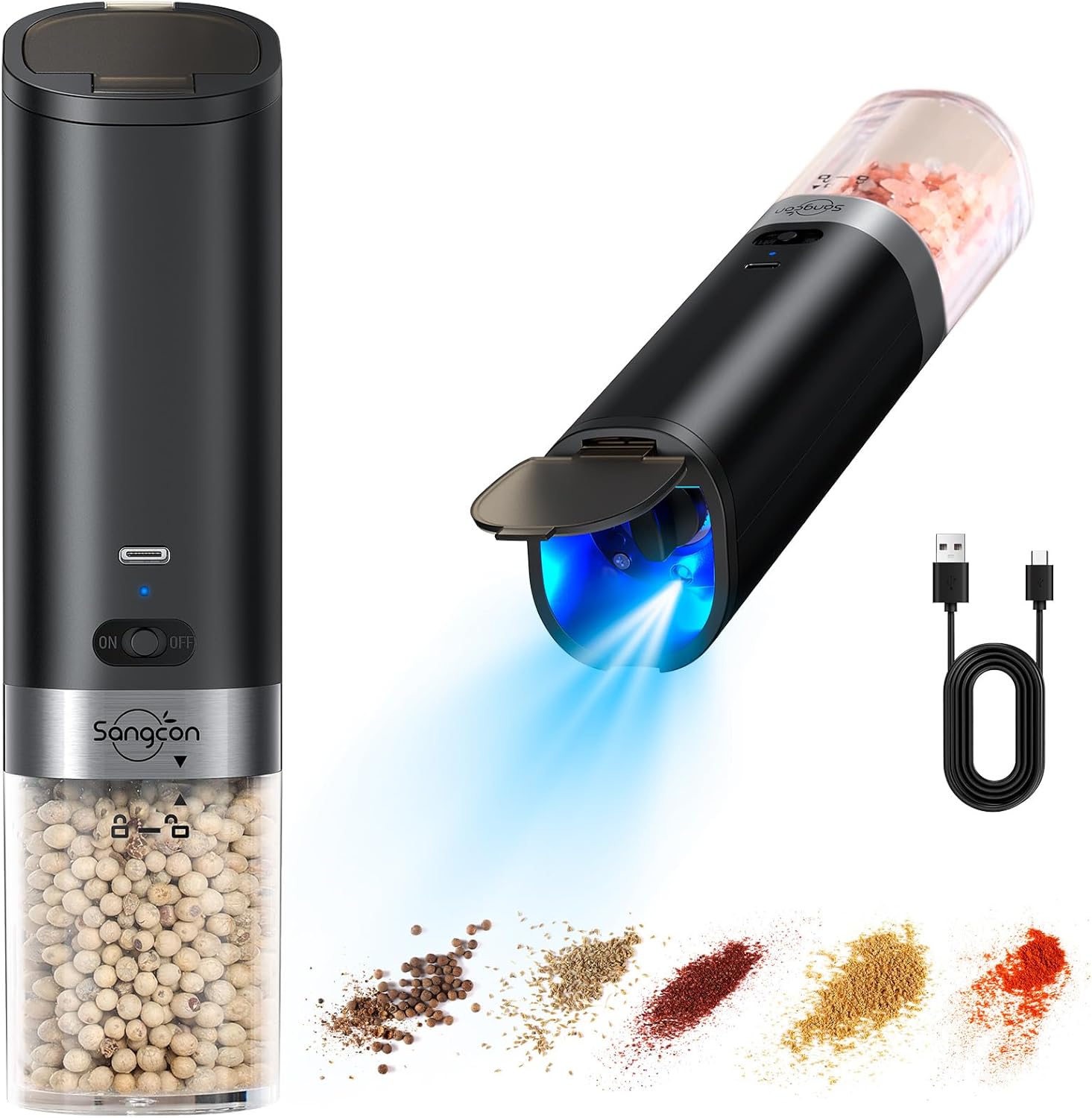 Premium Electric Salt and Pepper Grinder Set with Rechargeable Technology