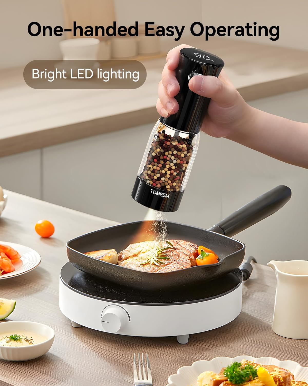 Elevate Your Seasoning with TOMEEM Electric Salt Pepper Grinder Set