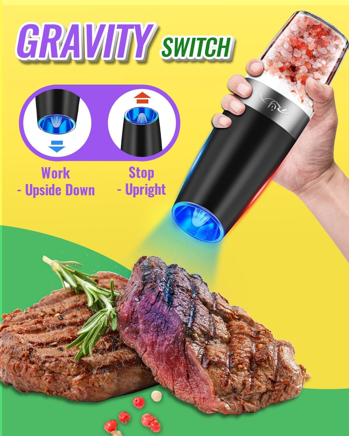 Gravity Electric Salt and Pepper Grinder Set