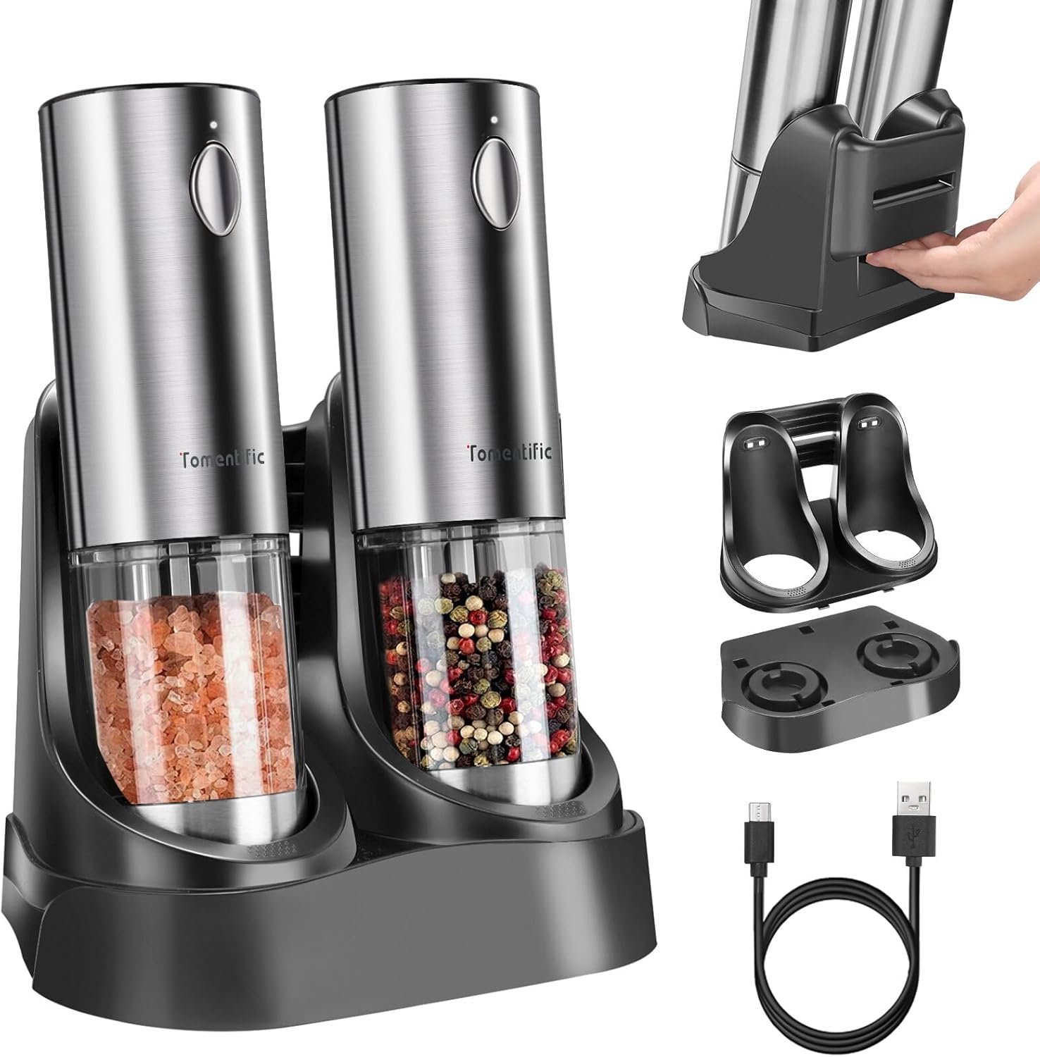 Electric Salt and Pepper Grinder Set