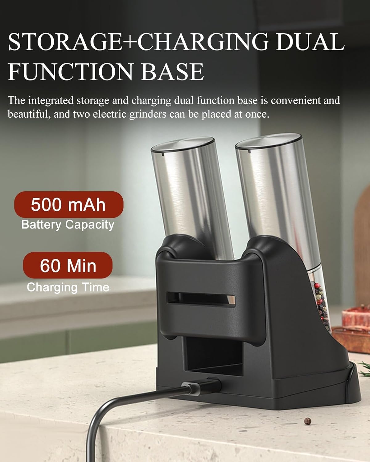 Electric Salt and Pepper Grinder Set