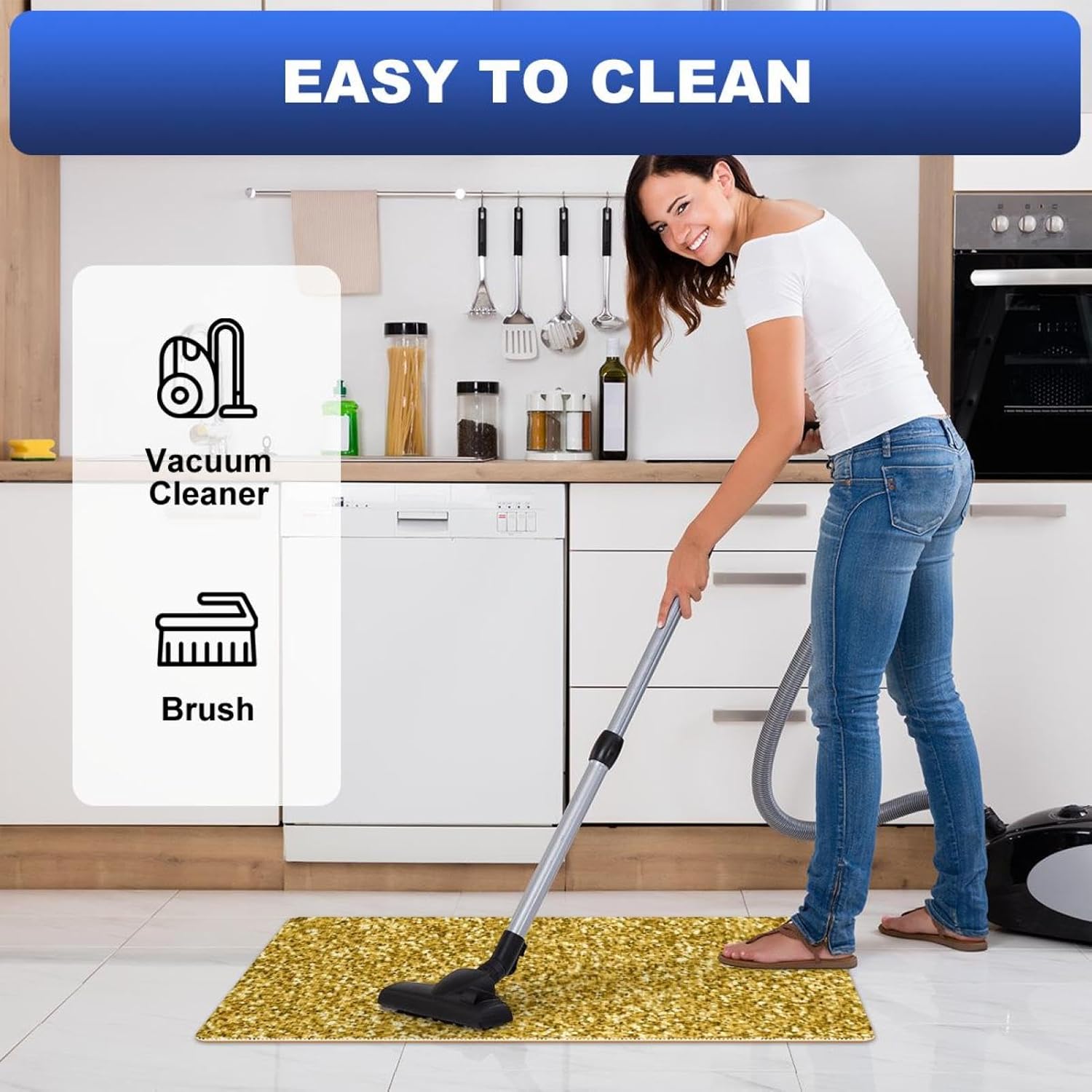 Gold Pattern Kitchen Runner Mat