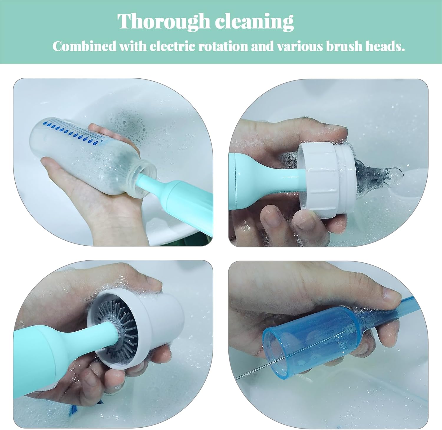 Sturdy Electric Bottle Brush Set for Kitchen Baby Use