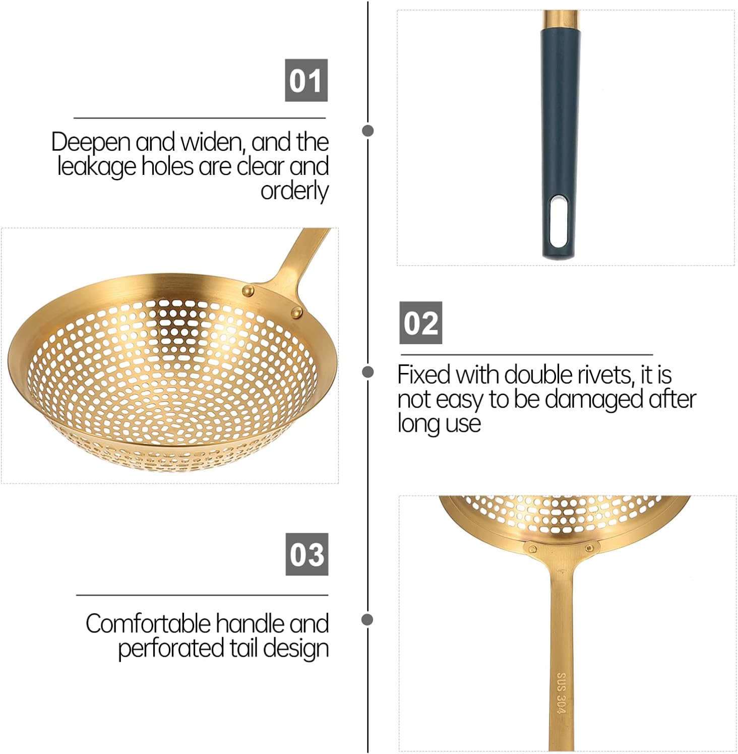 Hemoton 1pc Colander Cooking Skimmer Stainless Steel Kitchen Essentials