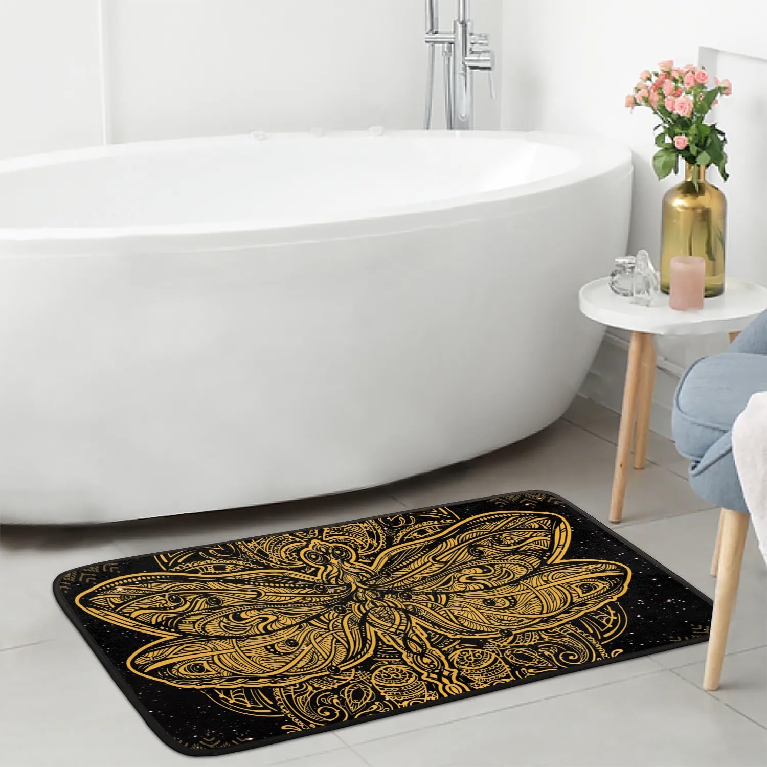 Funky Qiu Mandala Butterfly Anti-Fatigue Kitchen Mat Waterproof Non-Slip 39x20