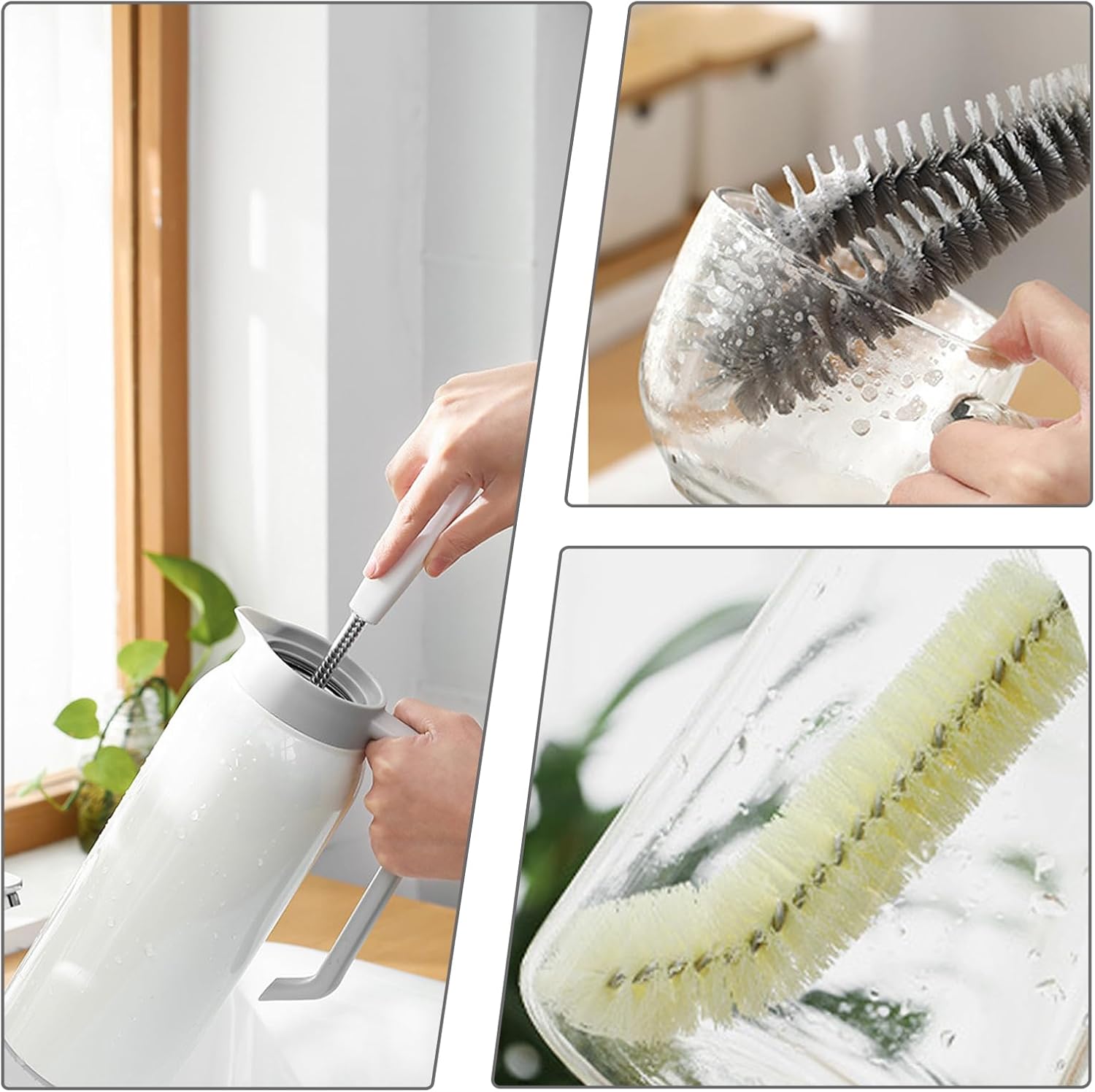 2-Pack Bottle Brush Set for Glass Pot and Baby Bottles Black