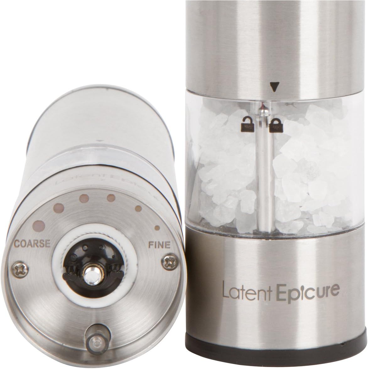 Stainless Steel Electric Salt Pepper Grinder Set Adjustable with Light Ergonomic Design