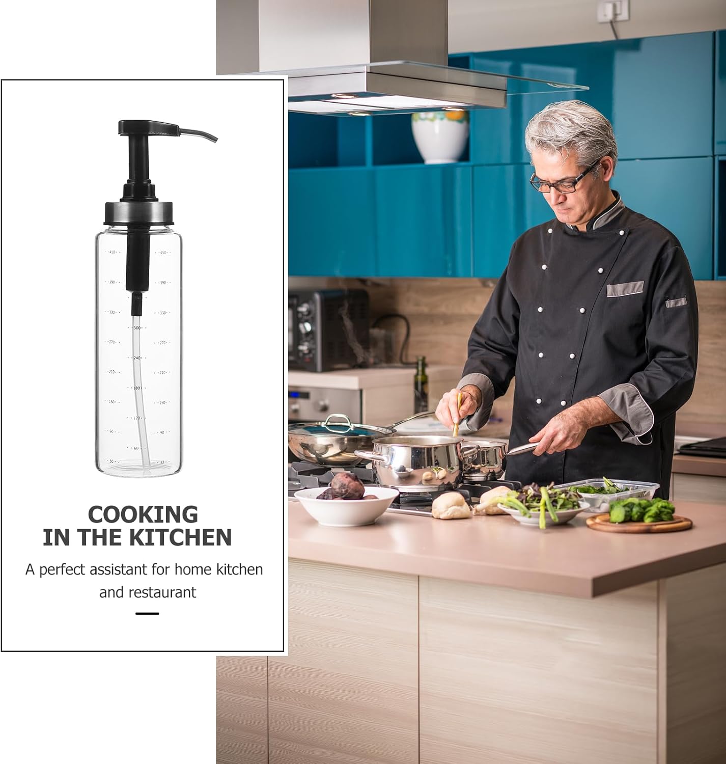 500ml Glass Sauce pump Leakproof Kitchen Dispenser