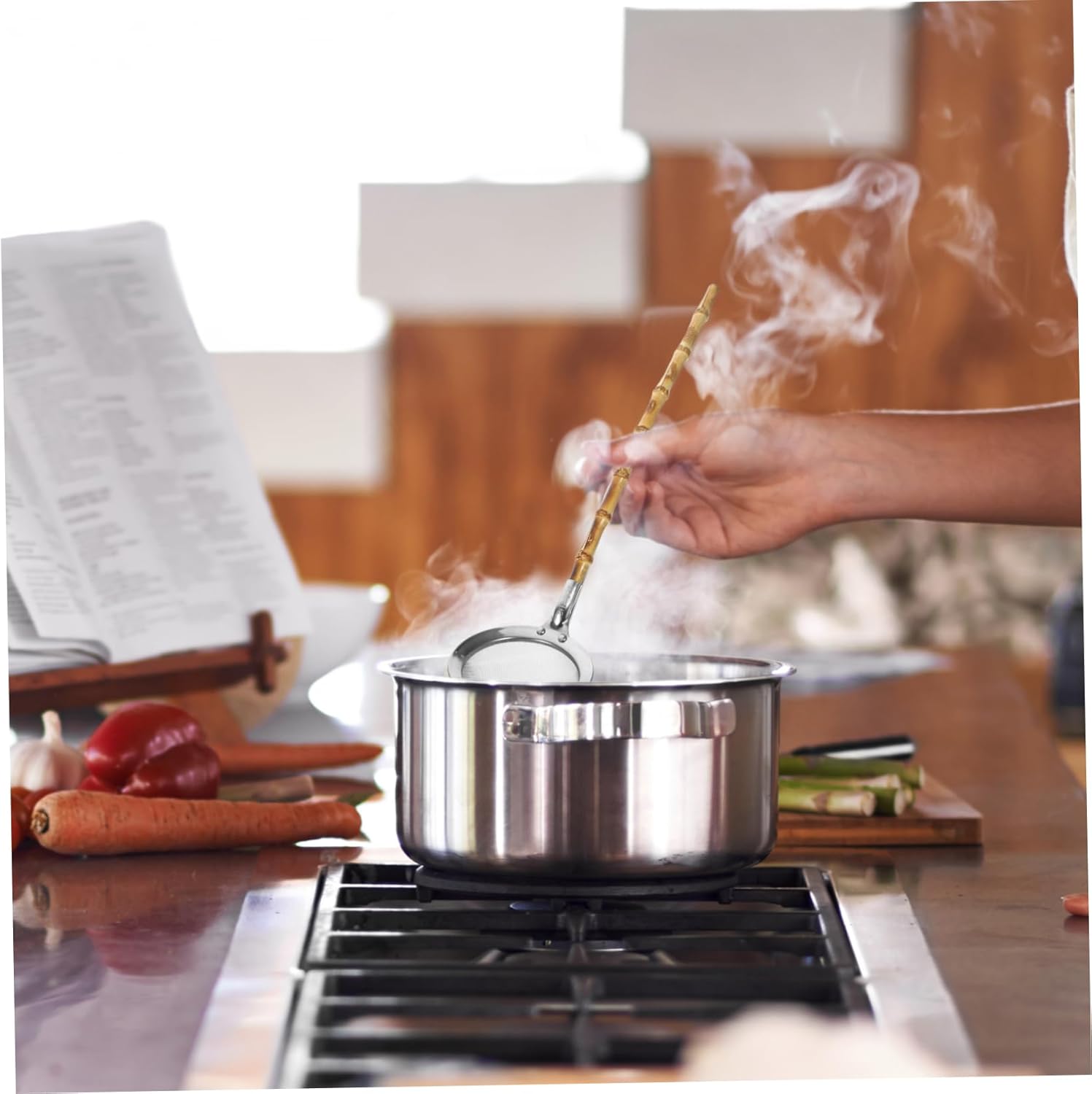 Multi-functional Strainer with Bamboo Handle