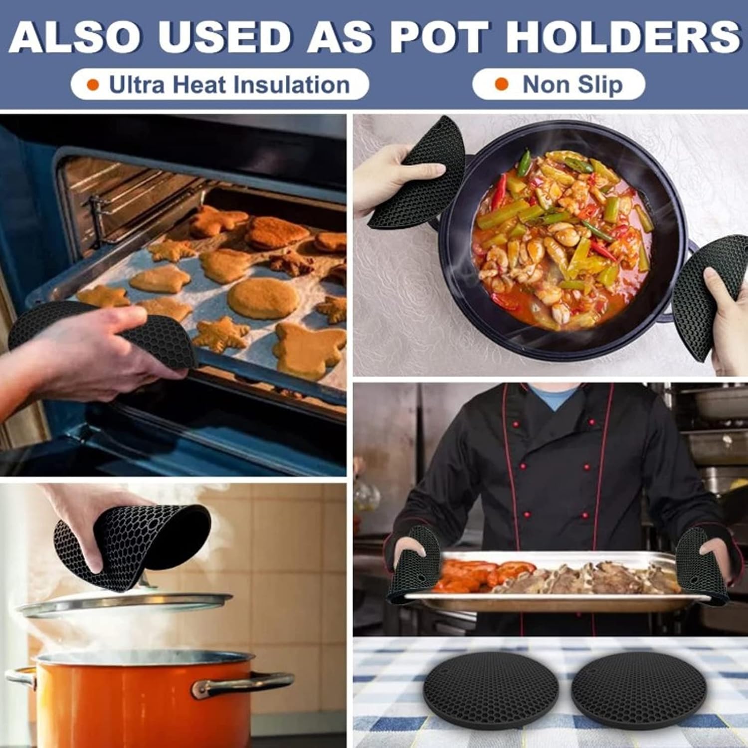 5Pcs Silicone Trivets Heat-Resistant Durable Kitchen Accessories