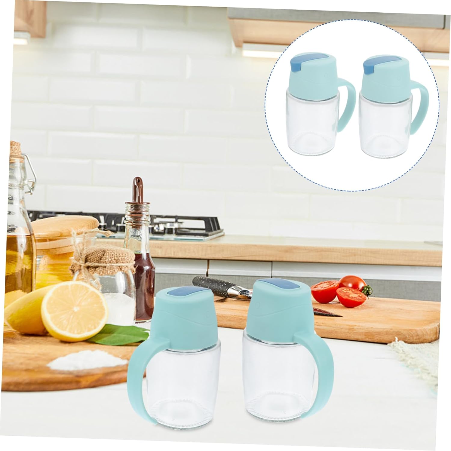 2-Piece Oil Vinegar Dispenser Set Automatic Durable
