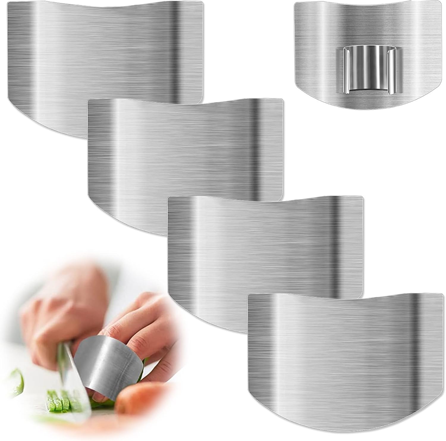 4-Piece Stainless Steel Finger Guards Cut Protect Kitchen Safety