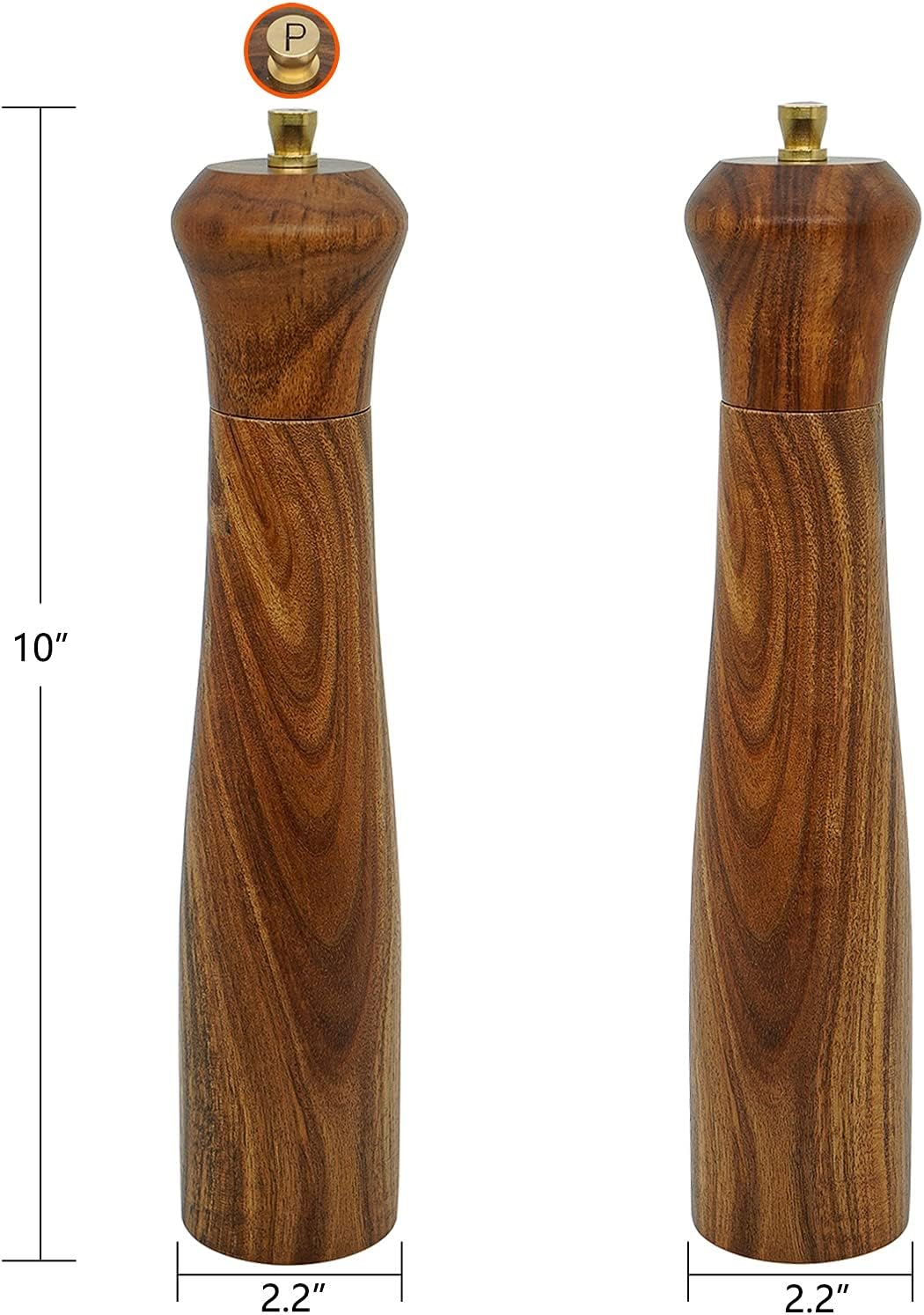 Elegant Acacia Wooden Pepper Grinder Salt and Pepper Shaker Gift