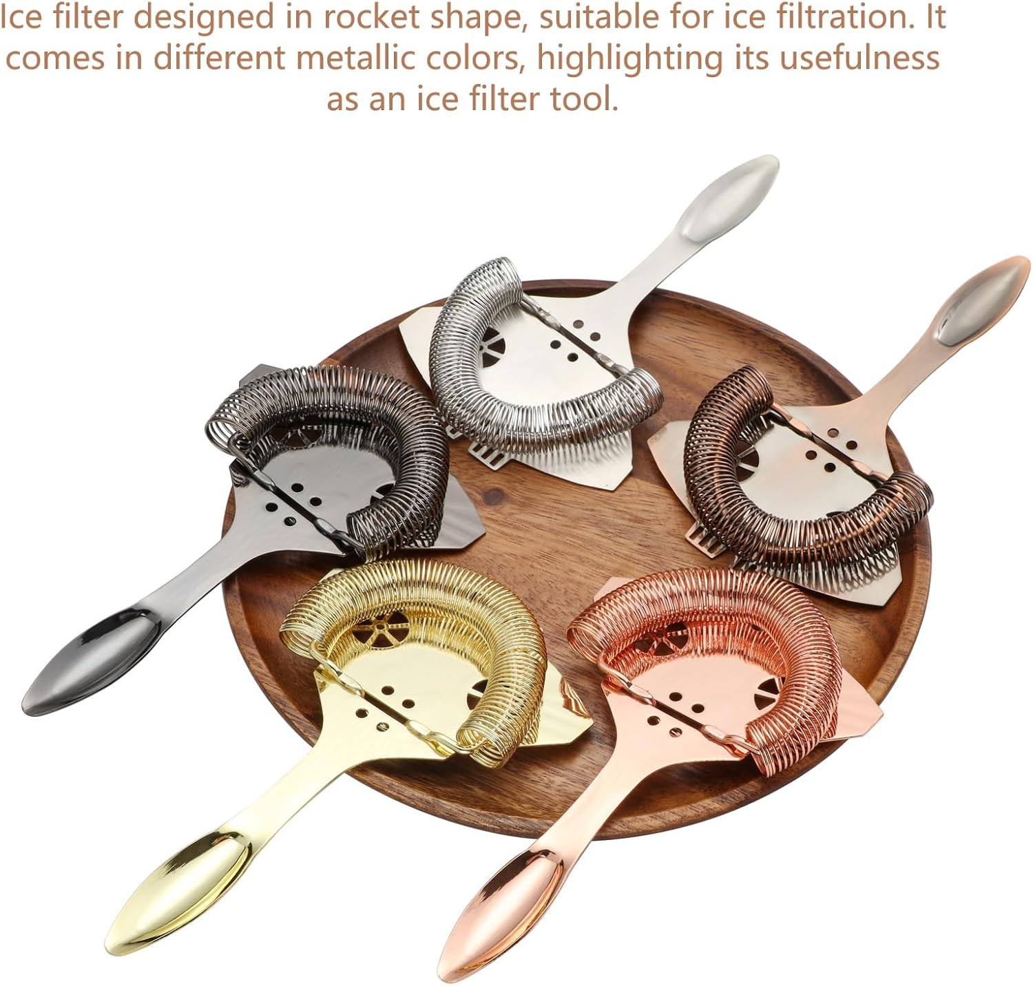 YUHWYI Cocktail Bar Strainer Curved Handle Design