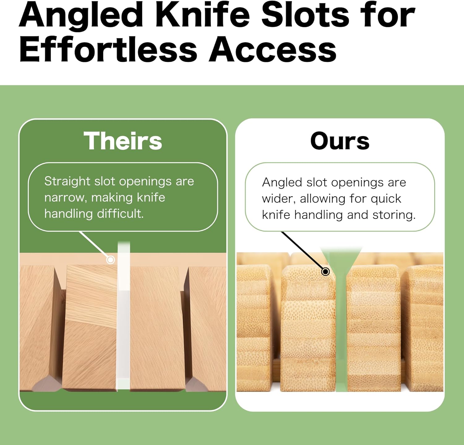 Durable Stylish X-Large In-Drawer Bamboo Knife Block