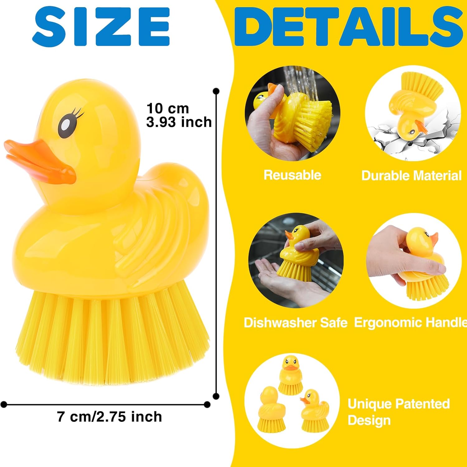 GTOTd Cute Ducky Washing Dish Brush 2 Pack