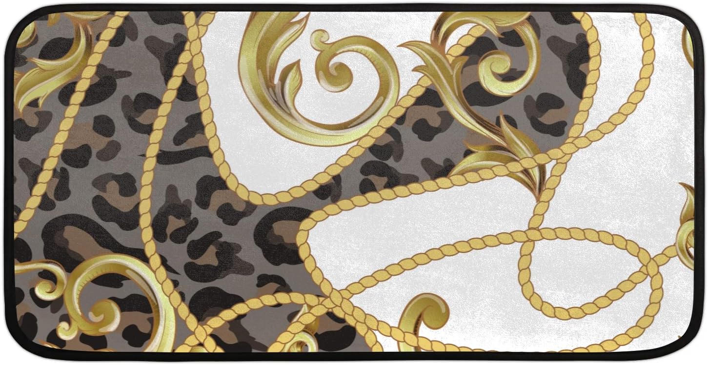 Funky QiuArt Cheetah Leopard Print Anti Fatigue Kitchen Mat