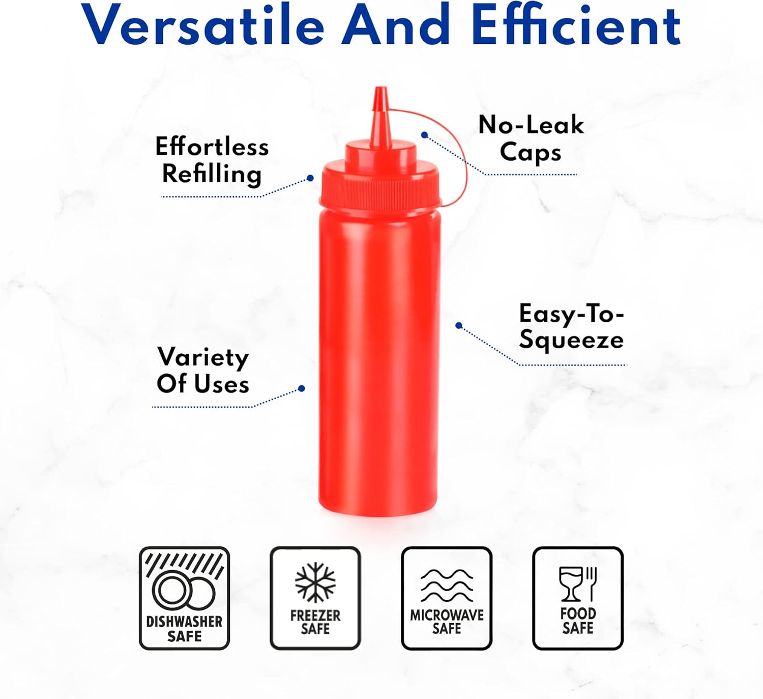 New Star Foodservice Squeeze Bottles 8 oz Pack of 6 - Durable Kitchenessential