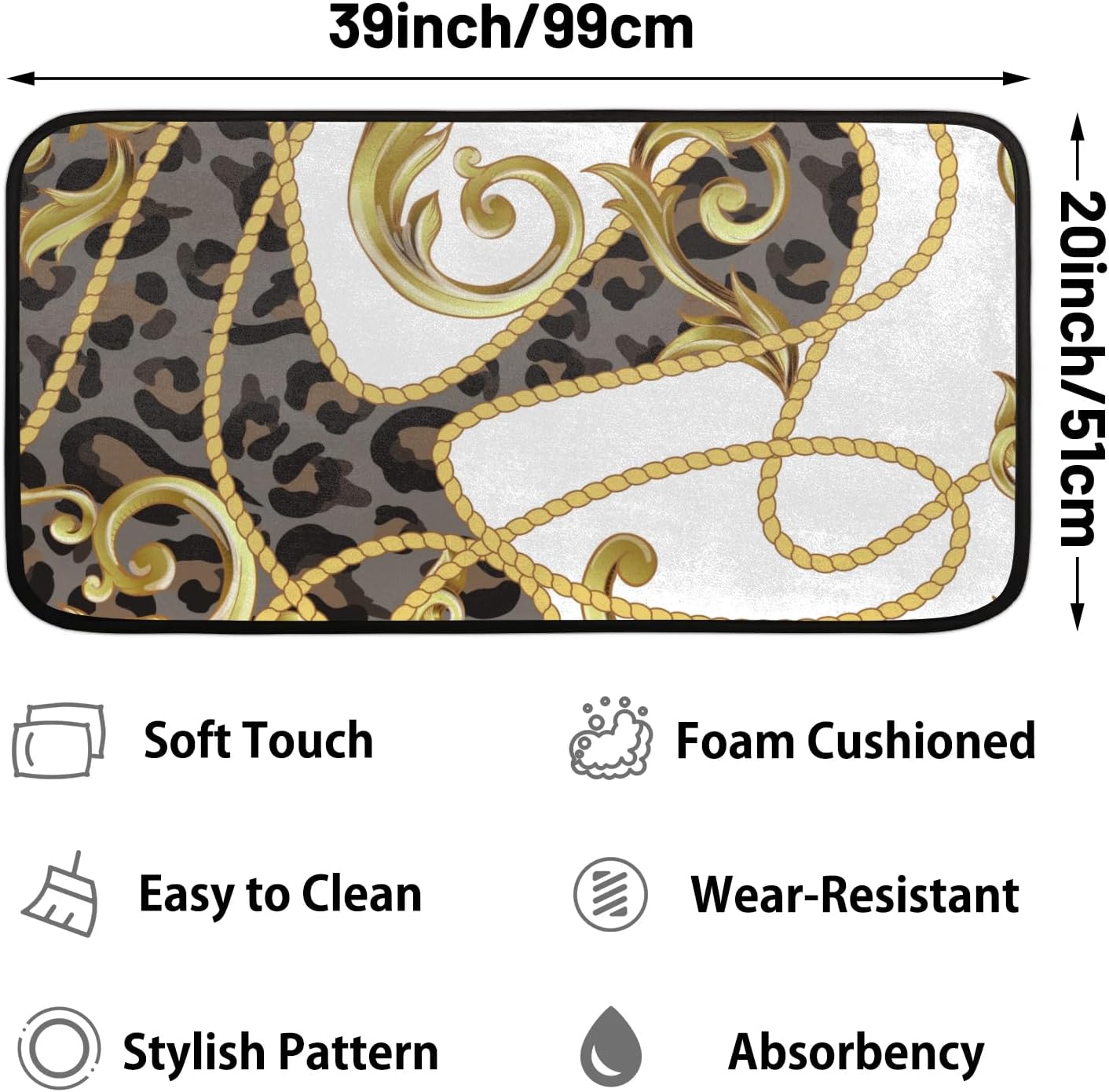 Funky QiuArt Cheetah Leopard Print Anti Fatigue Kitchen Mat