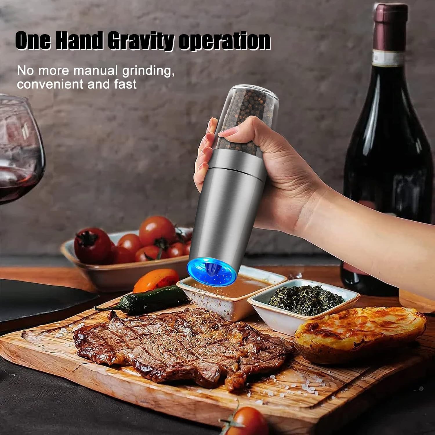 Elegant Electric Salt Pepper Mill Set with LED Light