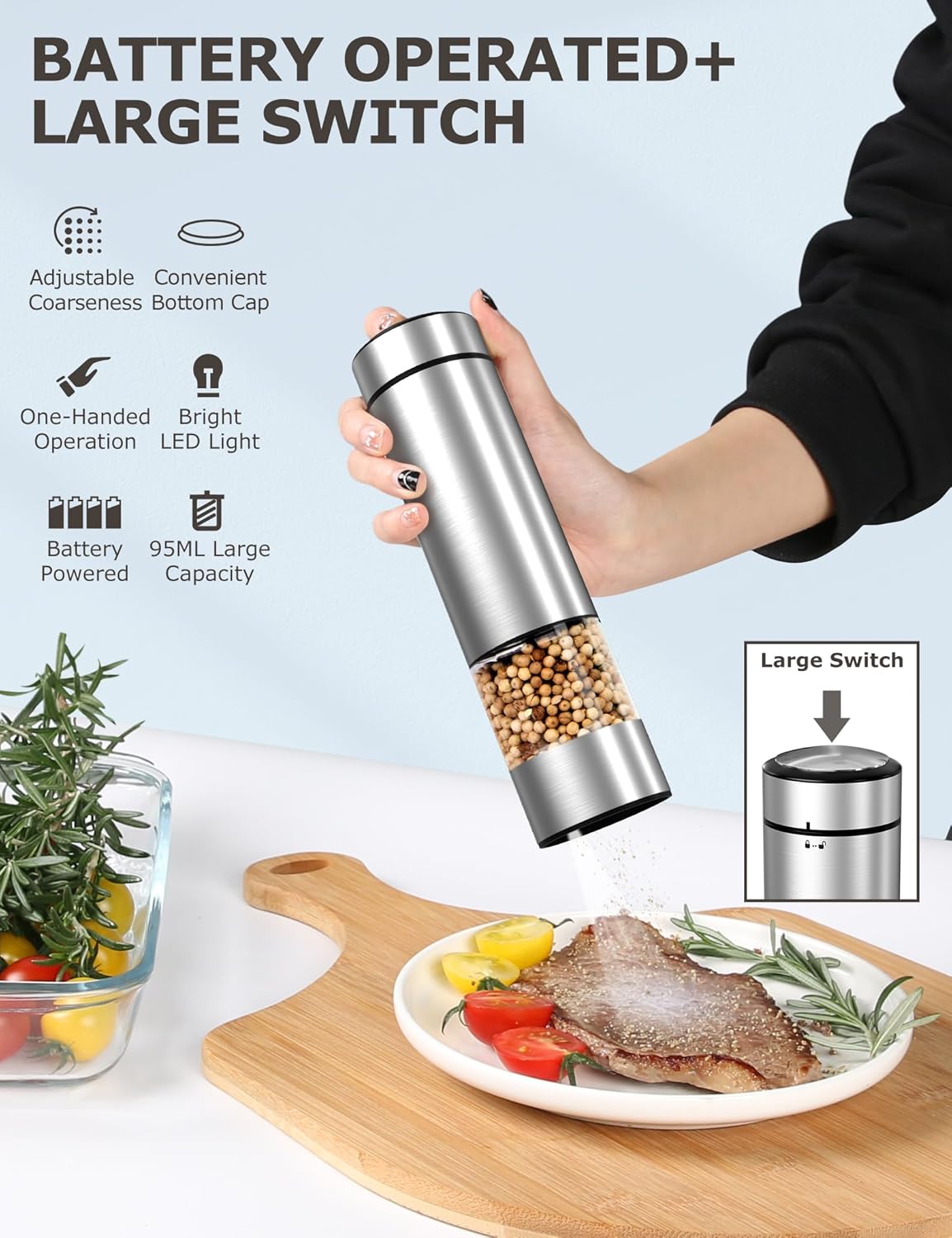 Adjustable Electric Salt Pepper Grinder Set