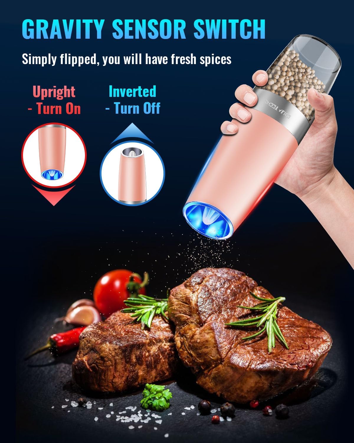 Vivid Electric Pepper and Salt Grinder Set 2-Pack
