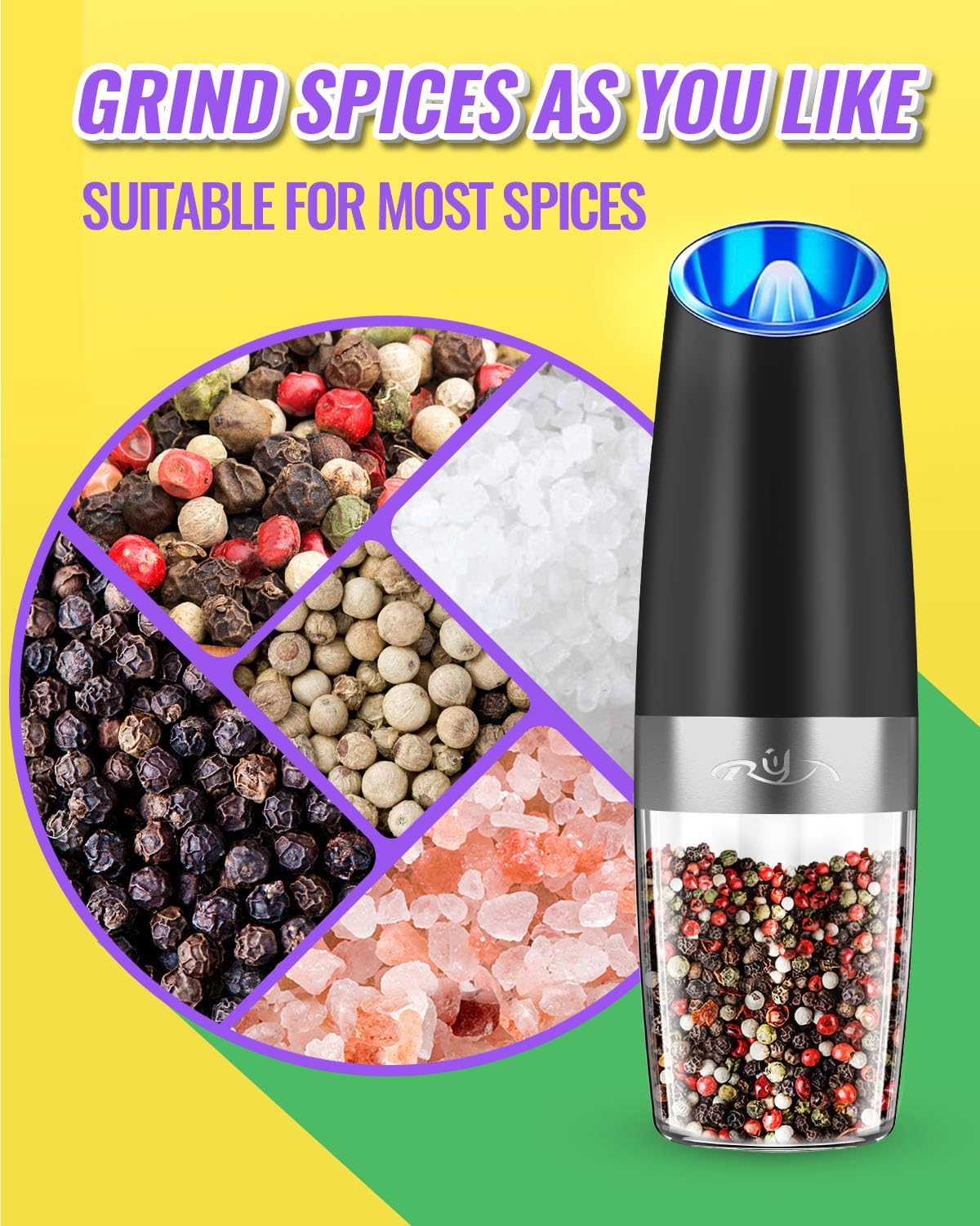 Gravity Electric Salt and Pepper Grinder Set