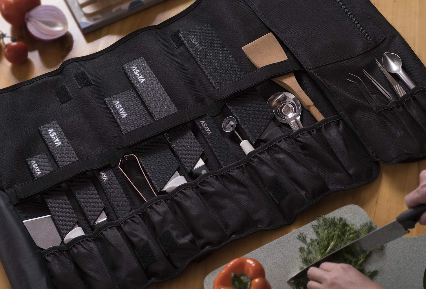 Asaya Chef Knife Roll Bag - Durable Stain-Resistant Nylon Storage Solution