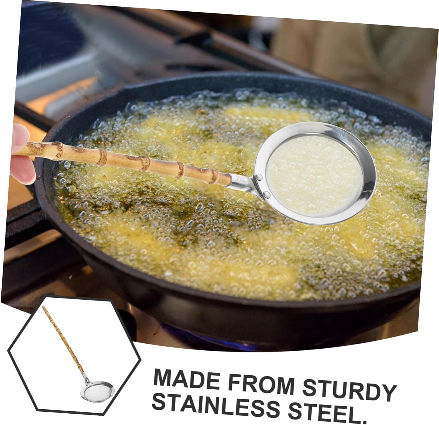 Multi-functional Strainer with Bamboo Handle