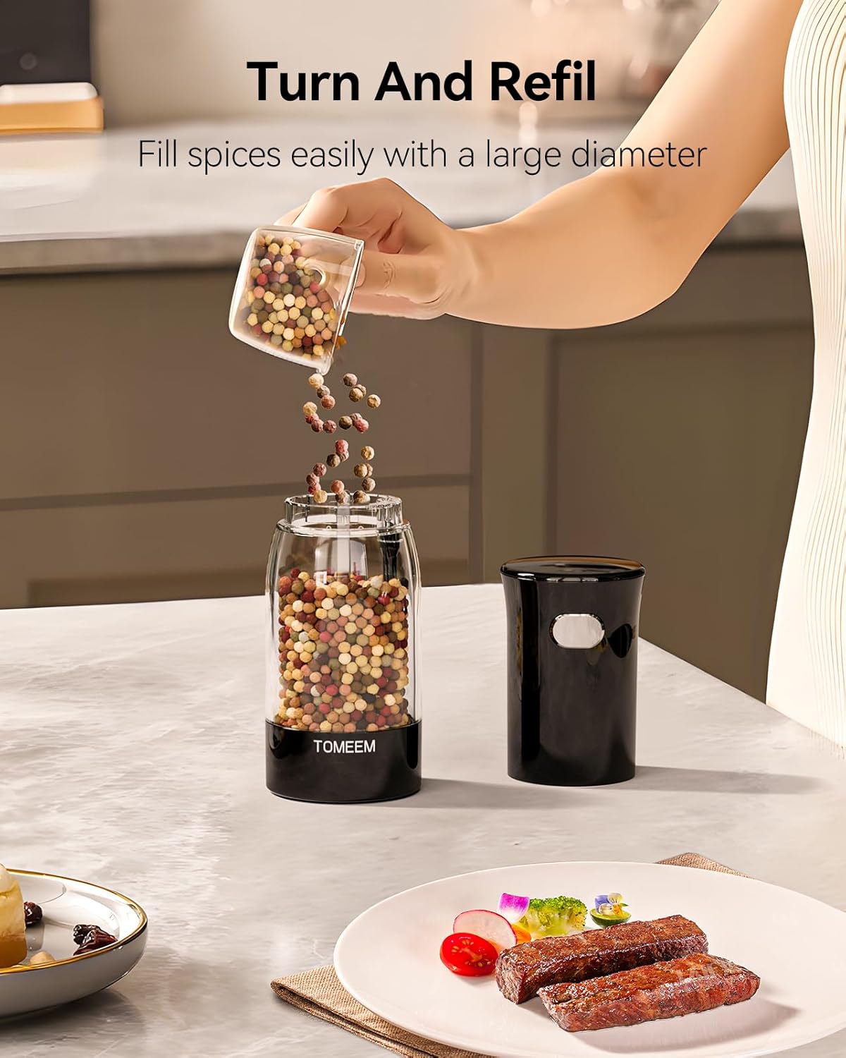 Elevate Your Seasoning with TOMEEM Electric Salt Pepper Grinder Set