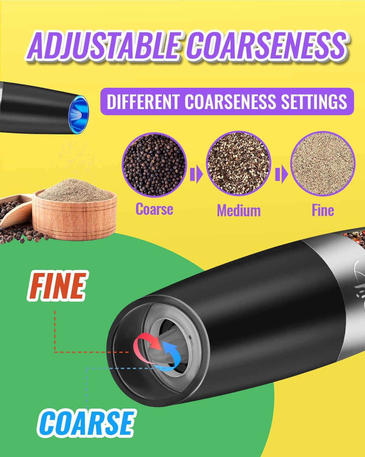 Gravity Electric Salt and Pepper Grinder Set