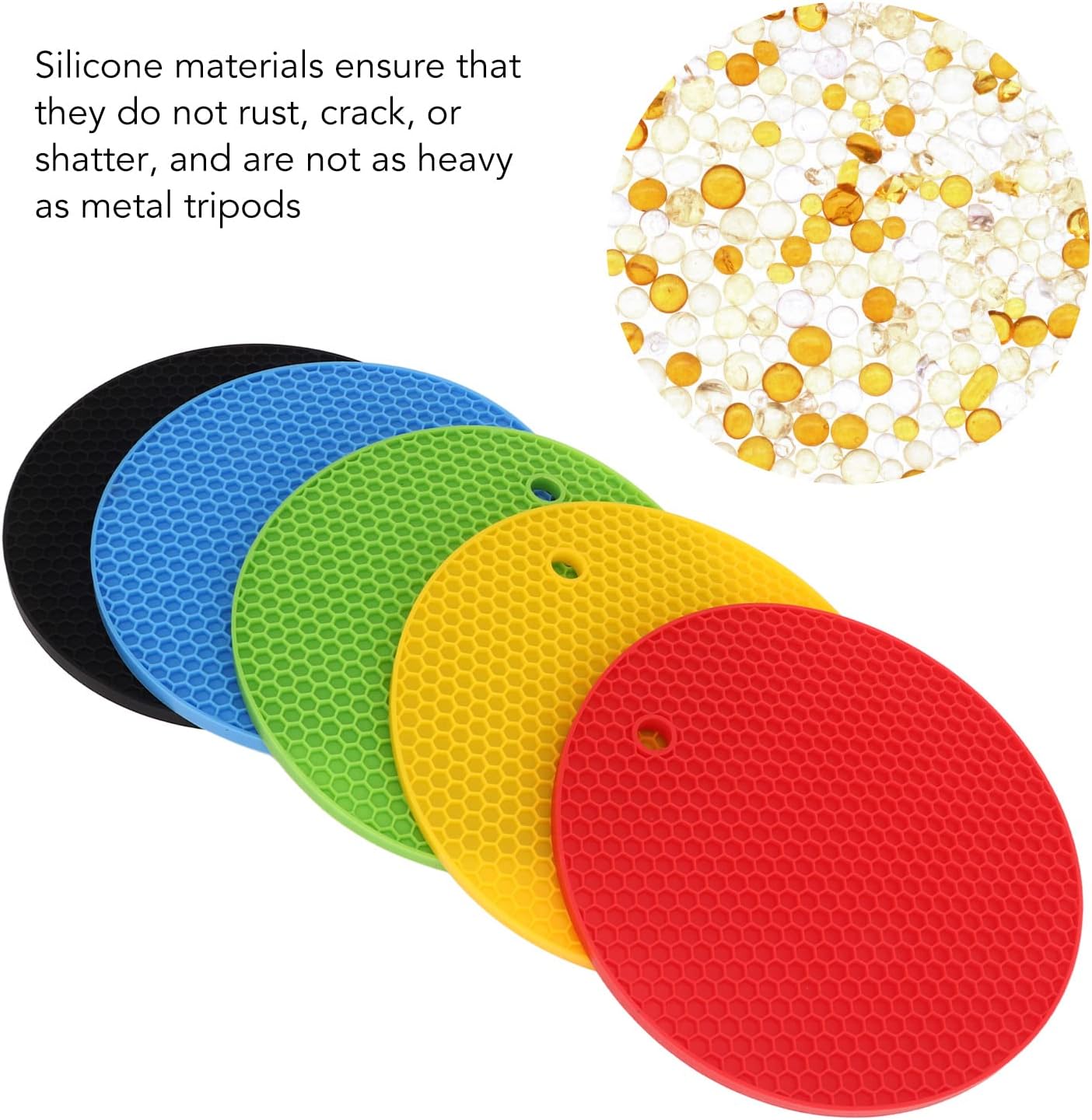 5Pcs Silicone Trivets Heat-Resistant Durable Kitchen Accessories
