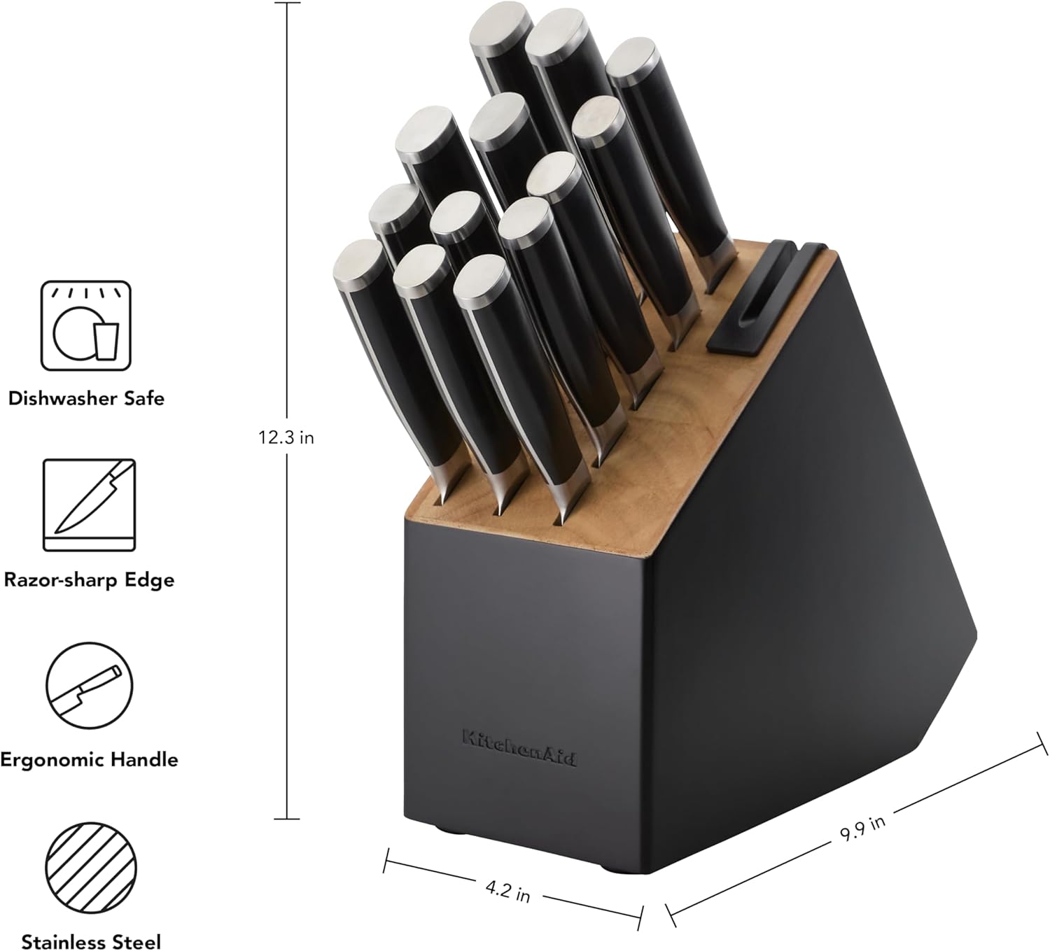 14-Piece KitchenAID German-Style Knives with Built-In Sharpener