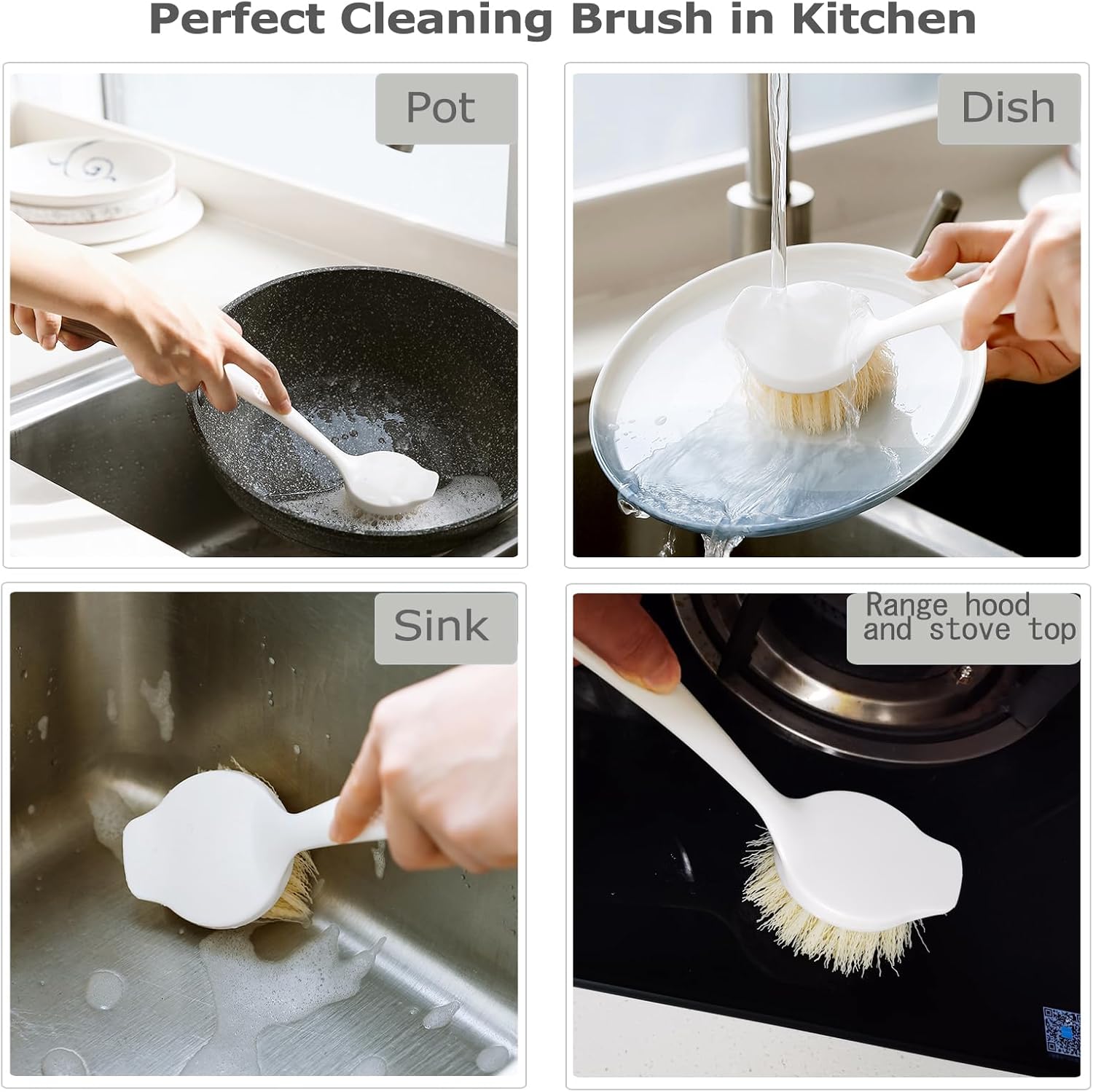 2-Pot Cleaning DishBrush Set with Handle