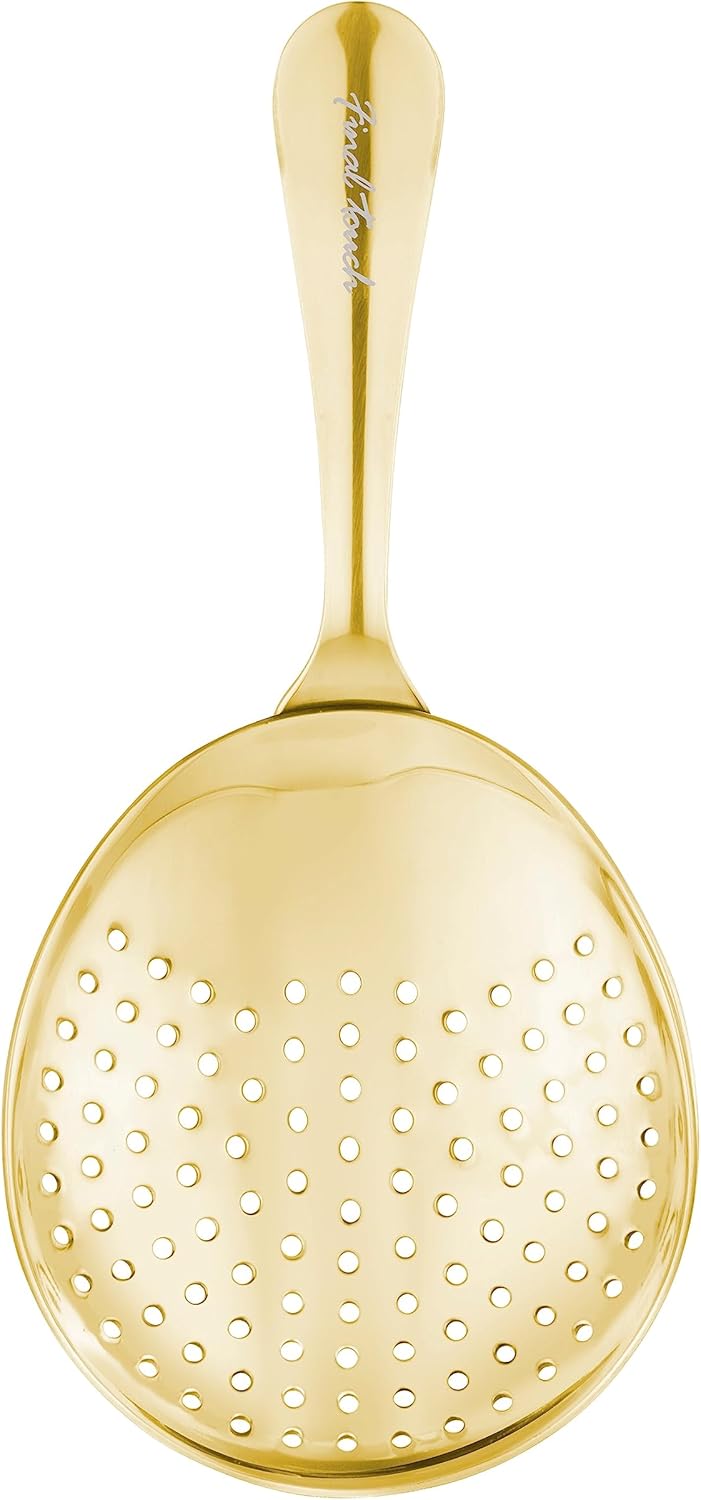 Final Touch Stainless Steel Julep Strainer Brass Finish Perfect for Cocktails